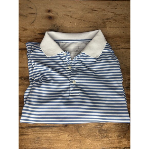 Bobby Jones Performance Golf Polo Blue White Striped Mens Size Large Shirt - Picture 1 of 7